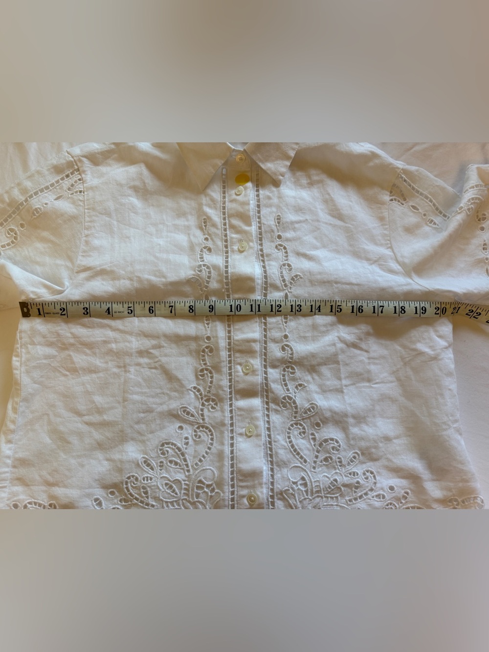 Madewell White Eyelet Boxy Crop Button-Front Shirt Size Small NWT OA388 - Picture 10 of 16